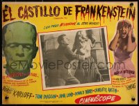 9t387 FRANKENSTEIN 1970 Mexican LC 1958 top stars terrified, Boris Karloff monster border image!