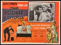 9t408 HOW TO MURDER YOUR WIFE Mexican LC 1965 Jack Lemmon kissing sexy Virna Lisi on the shoulder!