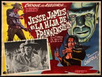 9t411 JESSE JAMES MEETS FRANKENSTEIN'S DAUGHTER Mexican LC 1968 John Lupton, monster border art!