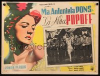 9t419 LA NINA POPOFF Mexican LC 1952 full-length art of sexy dancer Maria Antoineta Pons!