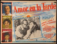 9t429 LOVE IN THE AFTERNOON Mexican LC 1957 romantic close up of Gary Cooper & Audrey Hepburn!