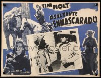 9t434 MASKED RAIDERS Mexican LC 1949 great close up of cowboy Tim Holt punching bad guy in the jaw!