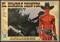 9t445 NAKED MAN Mexican LC 1976 cowboy standing over naked woman on ground, wild border art!