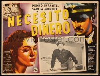 9t446 NECESITO DINERO Mexican LC 1952 Pedro Infante, great border art with Sara Montiel!