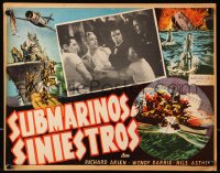 9t494 SUBMARINE ALERT Mexican LC R1950s Richard Arlen, Nils Asther, cool different border art!