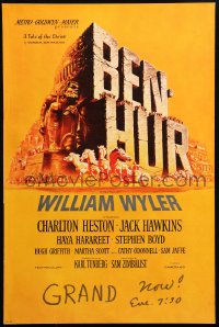 9t019 BEN-HUR WC 1960 Charlton Heston, William Wyler classic epic, cool chariot & title art!