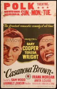 9t025 CASANOVA BROWN WC 1944 art of Gary Cooper & Teresa Wright, greatest romantic comedy of all!