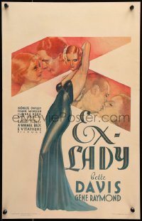9t042 EX-LADY WC 1933 different art of sexy Bette Davis, Gene Raymond & Monroe Owsley, ultra rare!
