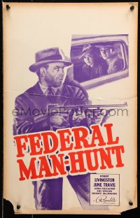 9t046 FEDERAL MAN-HUNT WC 1939 gangster Robert Livingston with maching gun, June Travis in car!