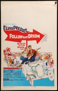 9t051 FOLLOW THAT DREAM WC 1962 great art of Elvis Presley playing guitar in car with girl!