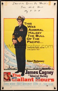 9t054 GALLANT HOURS WC 1960 art of James Cagney as Admiral Bull Halsey in uniform!