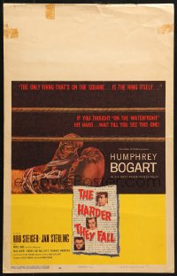 9t059 HARDER THEY FALL WC 1956 Humphrey Bogart, Rod Steiger, cool boxing glove artwork!