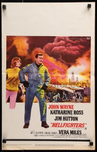 9t061 HELLFIGHTERS WC 1968 John Wayne as fireman Red Adair, Katharine Ross, art of blazing inferno