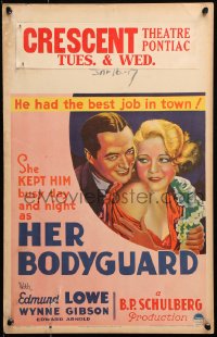 9t062 HER BODYGUARD WC 1933 art of sexy Wynne Gibson, who kept Edmund Lowe busy day & night, rare!