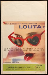 9t085 LOLITA WC 1962 Stanley Kubrick, close up of sexy Sue Lyon with heart sunglasses & lollipop!