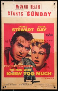 9t089 MAN WHO KNEW TOO MUCH WC 1956 James Stewart & Doris Day, directed by Alfred Hitchcock!