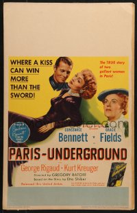 9t109 PARIS-UNDERGROUND WC 1945 Constance Bennett, Gracie Fields, a kiss wins more than the sword!