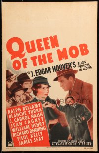 9t120 QUEEN OF THE MOB WC 1940 Ralph Bellamy, based on J. Edgar Hoover's Persons in Hiding!