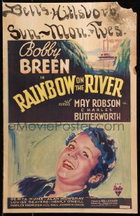 9t125 RAINBOW ON THE RIVER WC 1936 great artwork of happy teen Bobby Breen in New Orleans, rare!