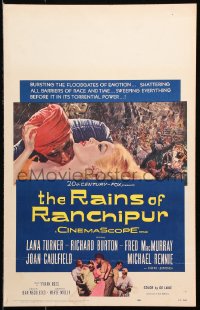 9t126 RAINS OF RANCHIPUR WC 1955 Lana Turner, Richard Burton, rains couldn't wash their sin away!