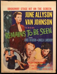 9t129 REMAINS TO BE SEEN WC 1953 Van Johnson, June Allyson, Angela Lansbury by creepy statue!