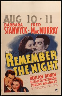 9t130 REMEMBER THE NIGHT WC 1940 Preston Sturges, Barbara Stanwyck & Fred MacMurray, ultra rare!