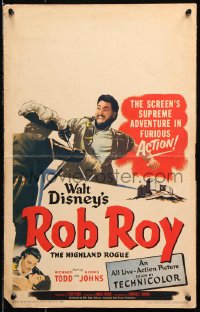 9t139 ROB ROY WC 1954 Disney, artwork of Richard Todd as The Scottish Highland Rogue!