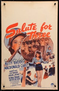 9t152 SALUTE FOR THREE WC 1943 sexy Betty Rhodes, Dona Drake and Her Girl Band!