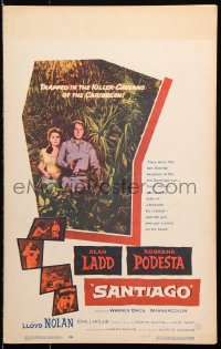 9t157 SANTIAGO WC 1956 Alan Ladd & Rossana Podesta trapped in the killer-caverns of the Caribbean!