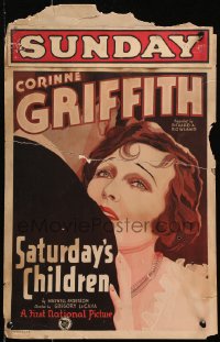 9t158 SATURDAY'S CHILDREN WC 1929 art of Corinne Griffith, who'd rather have a lover than a husband