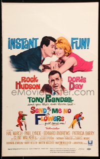 9t165 SEND ME NO FLOWERS WC 1964 great image of Rock Hudson, Doris Day & Tony Randall!