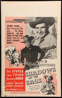 9t167 SHADOWS ON THE SAGE WC 1942 The 3 Mesquiteers Bob Steele, Tom Tyler & Jimmie Dodd!