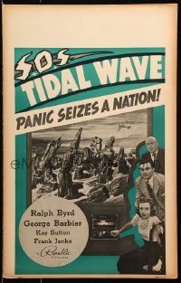 9t150 S.O.S. TIDAL WAVE WC 1939 natural disaster art of New York City being destroyed by flood!
