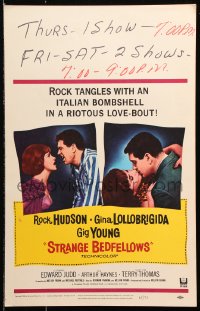 9t206 STRANGE BEDFELLOWS WC 1965 Rock Hudson tangles with Italian bombshell Gina Lollobrigida!