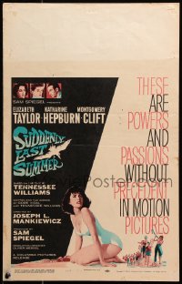 9t210 SUDDENLY, LAST SUMMER WC 1960 great artwork of super sexy Elizabeth Taylor in swimsuit!