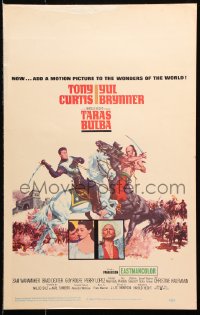 9t225 TARAS BULBA WC 1962 McCarthy art of Tony Curtis & Yul Brynner, a wonder of the world!