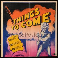 9t233 THINGS TO COME WC R1950s William Cameron Menzies, H.G. Wells, cool different art & taglines!