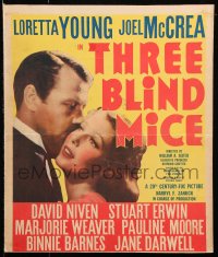 9t234 THREE BLIND MICE WC 1938 romantic close up of sexy Loretta Young & Joel McCrea, ultra rare!