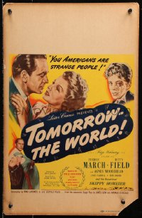 9t236 TOMORROW THE WORLD WC 1944 Fredric March & Betty Field try to redeem Nazi youth Skip Homeier!
