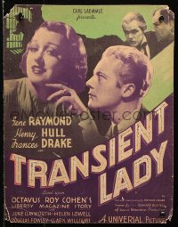 9t239 TRANSIENT LADY WC 1935 Gene Raymond is the mayor of a small town with a no good brother!