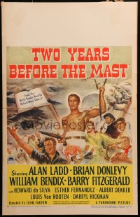 9t244 TWO YEARS BEFORE THE MAST WC 1945 great art of barechested sailor Alan Ladd, ultra rare!