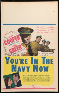 9t287 YOU'RE IN THE NAVY NOW WC 1951 officer Gary Cooper blows his top, Jane Greer has maneuvers!