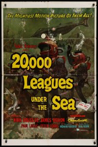 9w044 20,000 LEAGUES UNDER THE SEA 1sh 1955 Jules Verne classic, great scenes from the movie!