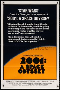 9w046 2001: A SPACE ODYSSEY 1sh R1978 George Lucas raves about Stanley Kubrick's sci-fi classic!