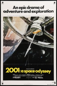 9w047 2001: A SPACE ODYSSEY 1sh R1980 Stanley Kubrick, art of space wheel by Bob McCall!