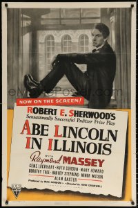 9w056 ABE LINCOLN IN ILLINOIS 1sh 1940 Raymond Massey as Abraham Lincoln seated in window!