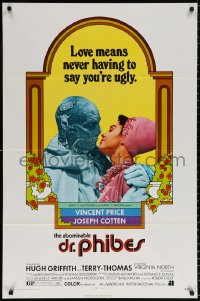 9w058 ABOMINABLE DR. PHIBES 1sh 1971 Price, love means never having to say you're ugly