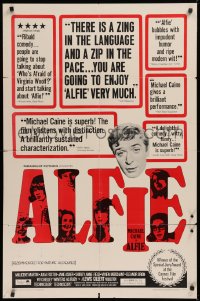 9w070 ALFIE 1sh 1966 British cad Michael Caine loves them & leaves them, ask any girl!