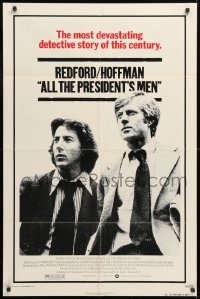 9w081 ALL THE PRESIDENT'S MEN 1sh 1976 Dustin Hoffman & Robert Redford as Woodward & Bernstein!