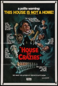 9w097 ASYLUM 1sh R1980 Peter Cushing, Britt Ekland, horror, House of Crazies!
